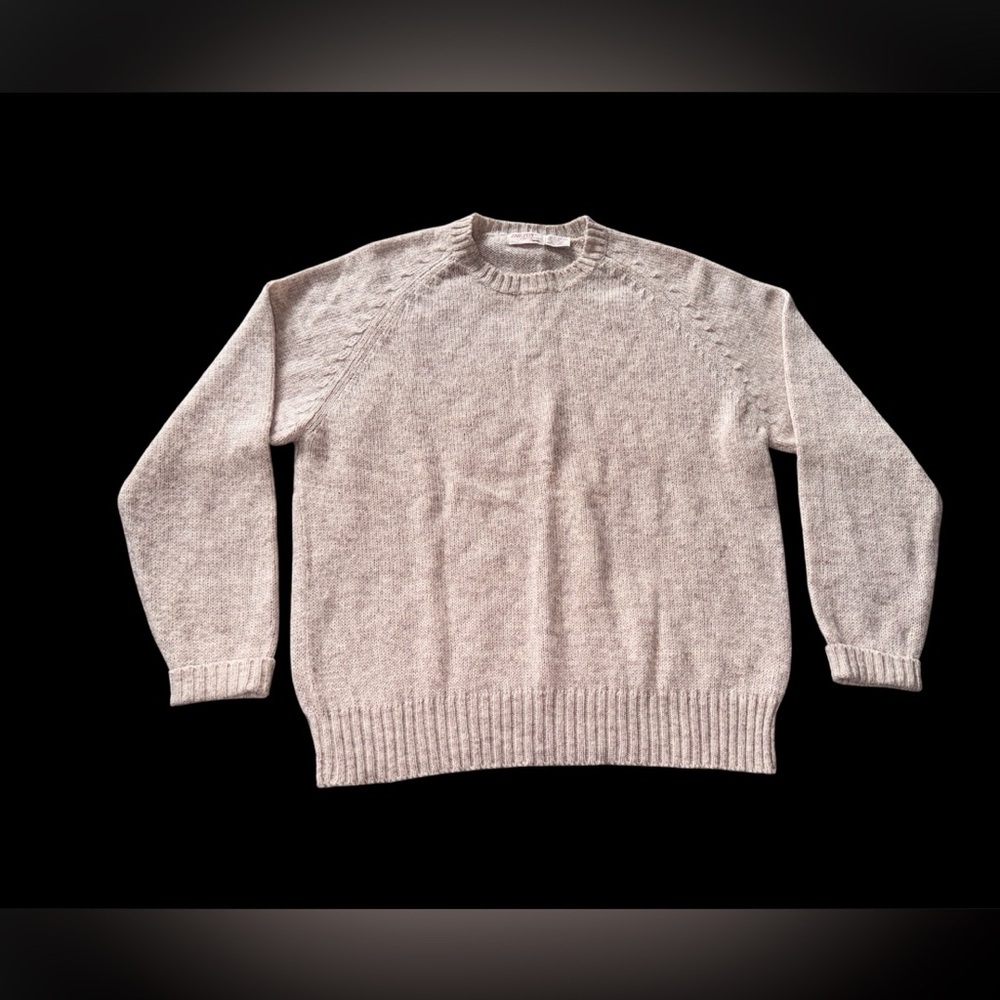 Vintage The Fox Collection Wool Blend Sweater Mens XL Beige Crewneck Raglan